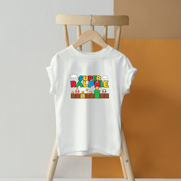 Super Mario Custom Name Youth T-shirt wokigi