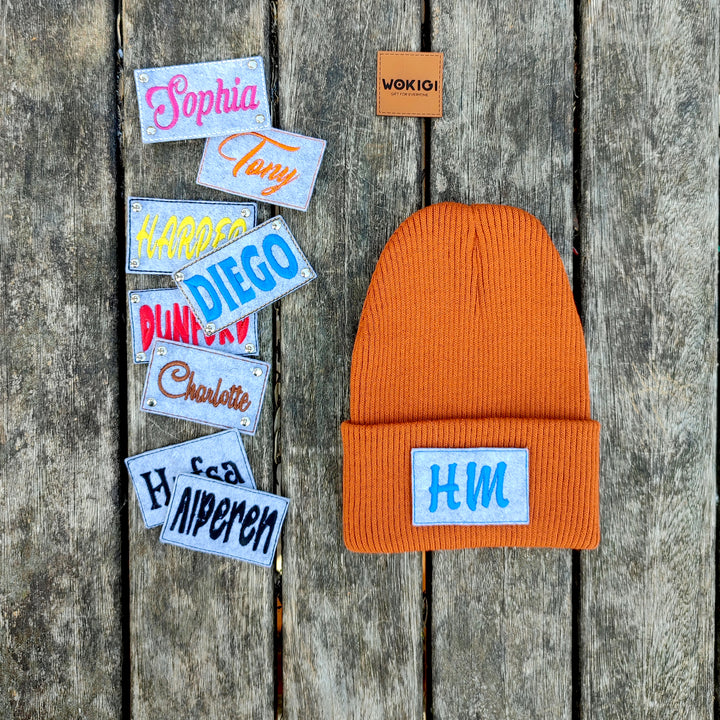 Orange Baby Toddler Beanie with Custom Name Personalization wokigi