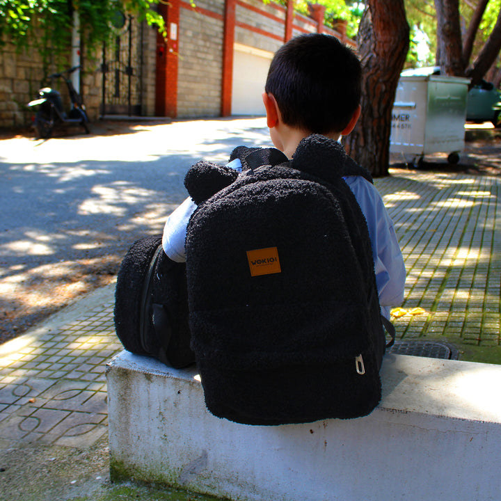 Personalized Black Teddy Plush Kids Lunch Bag wokigi