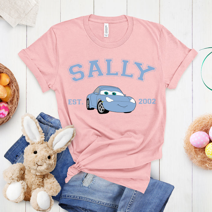 Personalized Disney Cars Sally Adult T-shirt wokigi