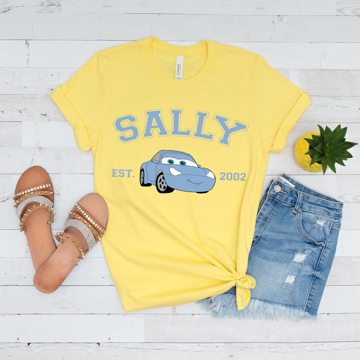 Personalized Disney Cars Sally Adult T-shirt wokigi