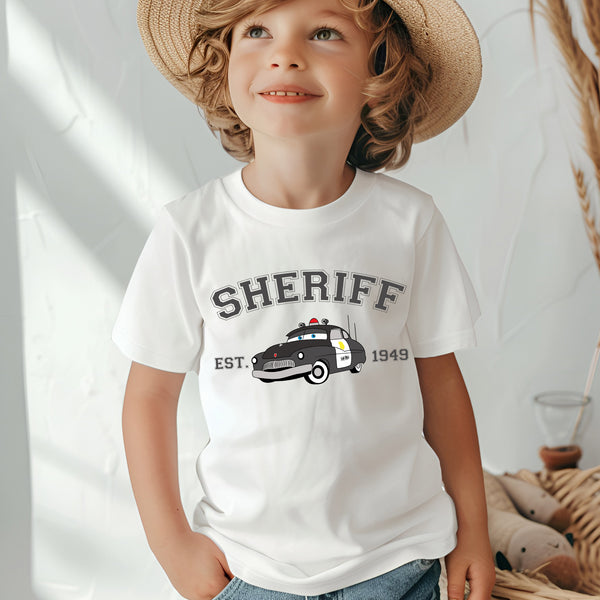 Personalized Disney Cars Sheriff Youth T-Shirt wokigi