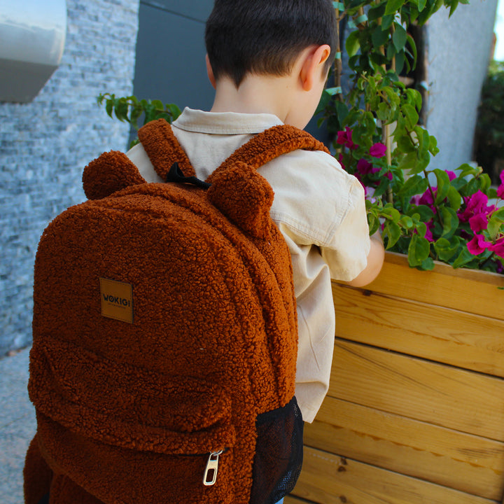 Personalized Large Cinnamon Teddy Backpack for School Kids wokigi