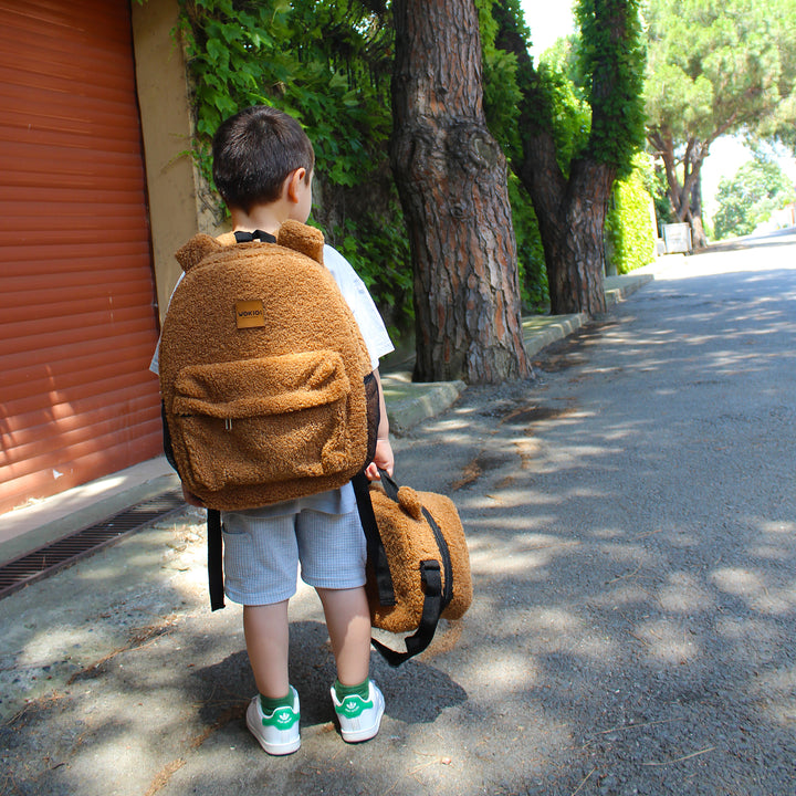 Personalized Large Light Brown Teddy Backpack for School Kid wokigi