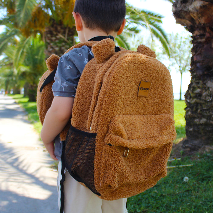 Personalized Large Light Brown Teddy Backpack for School Kid wokigi