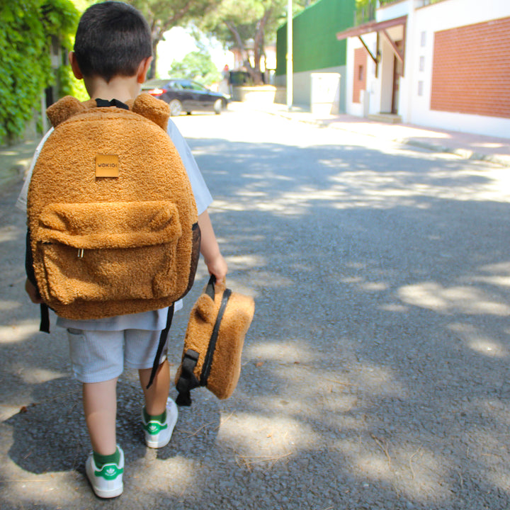 Personalized Large Light Brown Teddy Backpack for School Kid wokigi