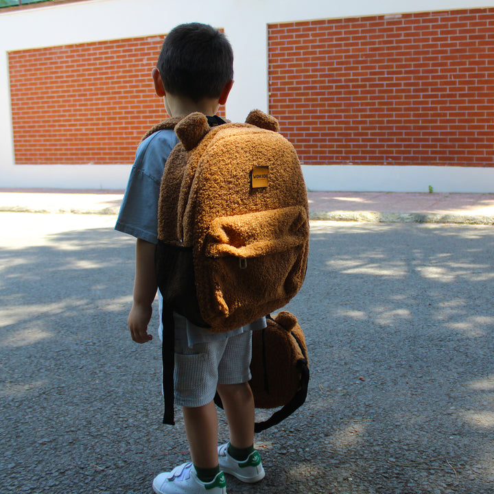 Personalized Large Light Brown Teddy Backpack for School Kid wokigi