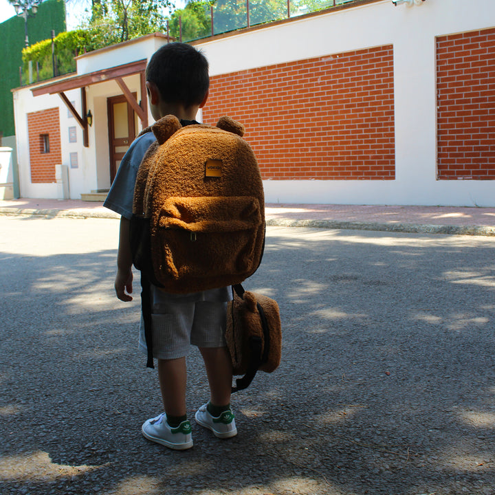 Personalized Large Light Brown Teddy Backpack for School Kid wokigi