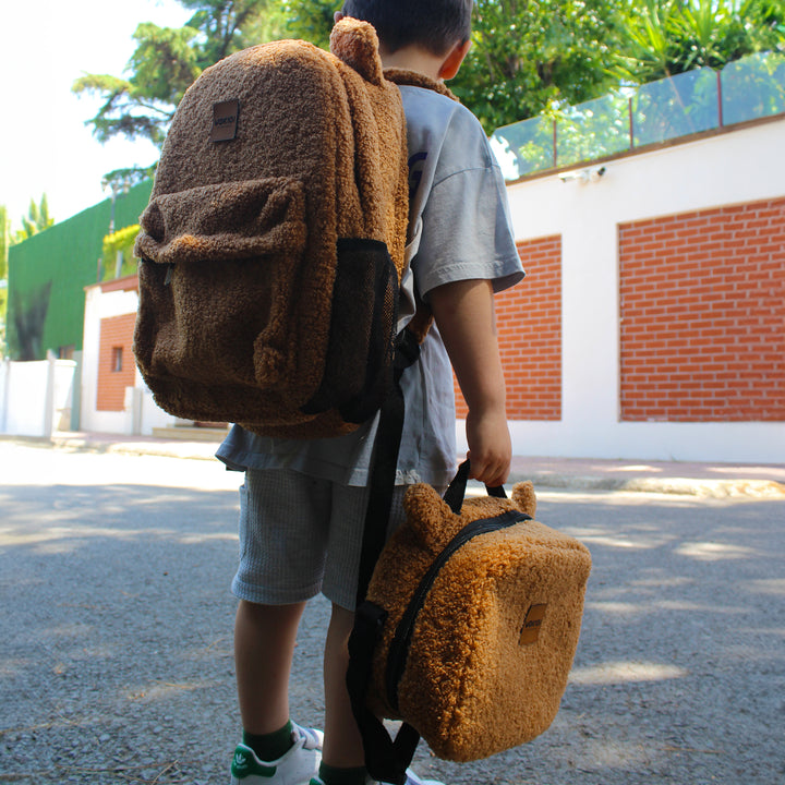 Personalized Large Light Brown Teddy Backpack for School Kid wokigi