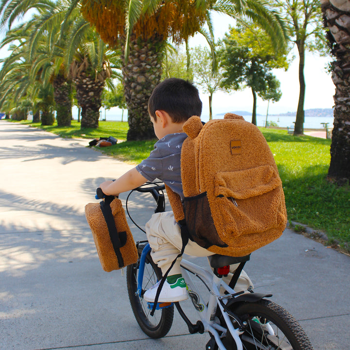 Personalized Large Light Brown Teddy Backpack for School Kid wokigi