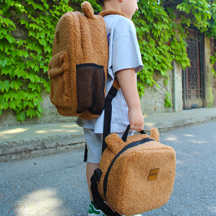 Personalized Light Brown Teddy Bear Backpack & Lunch Bag Set wokigi