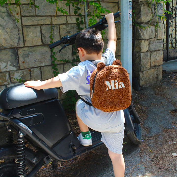 Personalized Brown Teddy Bear Small Backpack wokigi