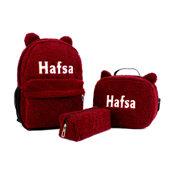 Personalized Coffee Milk Teddy Bear Backpack & Lunch Bag Set wokigi