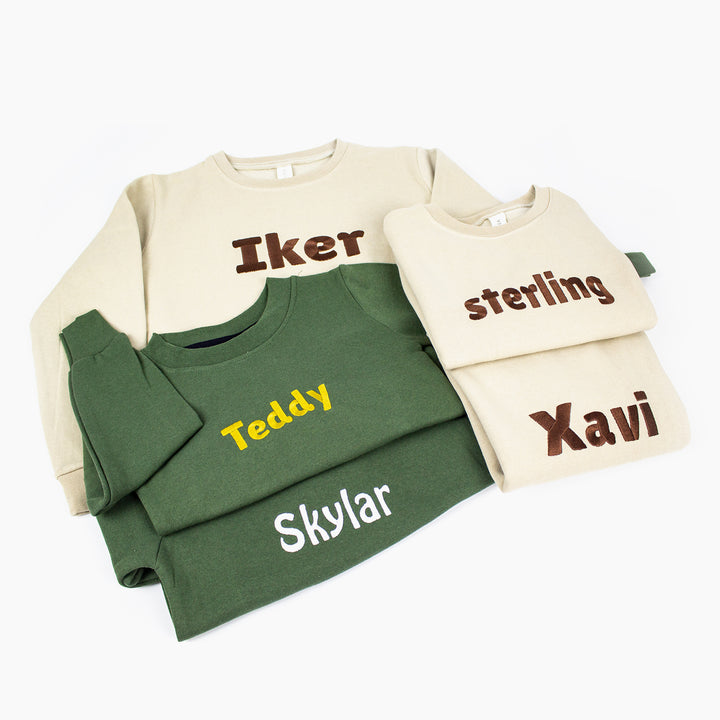 Personalized Embroidered Custom Name Kids Sweatshirt wokigi