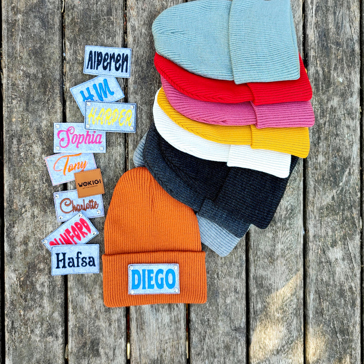 Orange Baby Toddler Beanie with Custom Name Personalization wokigi